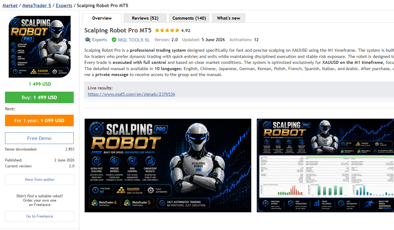 Scalping Robot Pro 3.0 MT5 新版本-金汇MT
